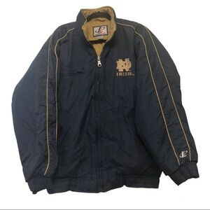 Vintage Logo Athletic University of Notre Dame Blue & Gold Puffer Jacket
